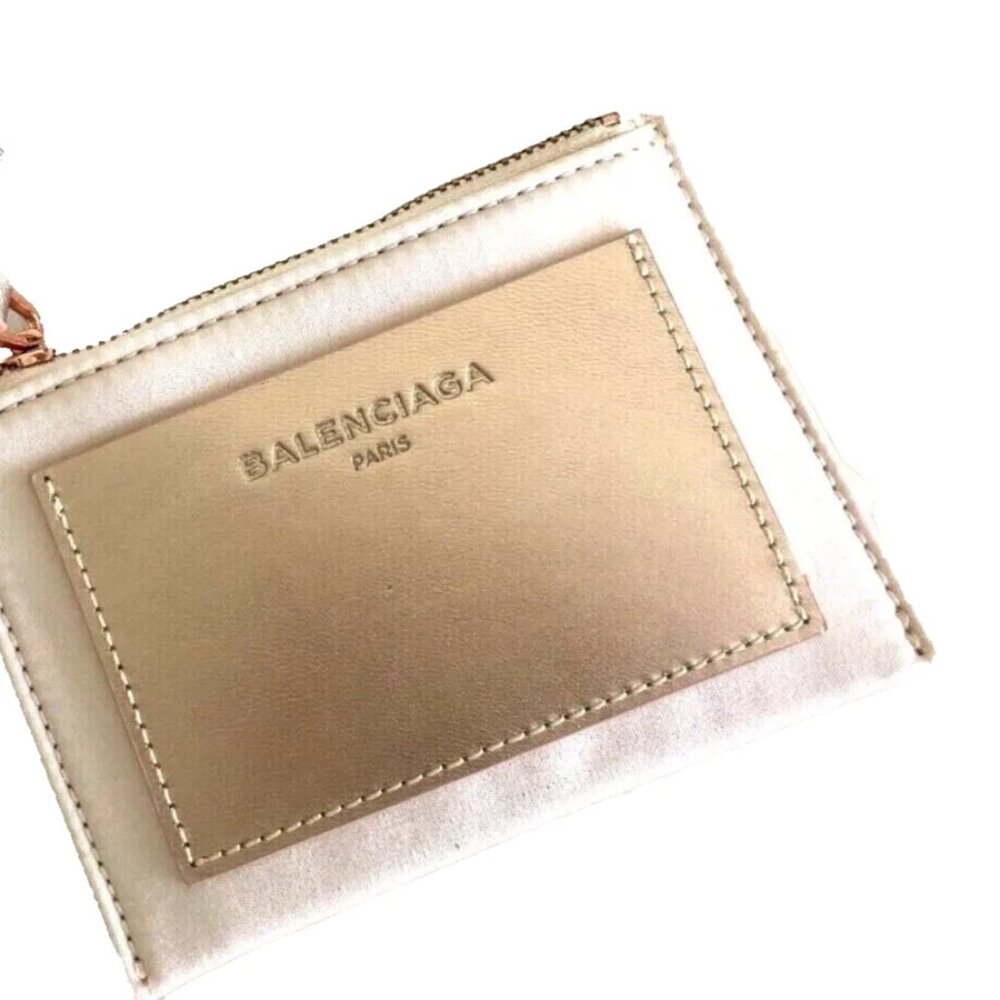 ✨Authentic Luxe BALENCIAGA PARIS Designer Pouch Cards Case Purse Rose Gold NEW - Picture 2 of 6